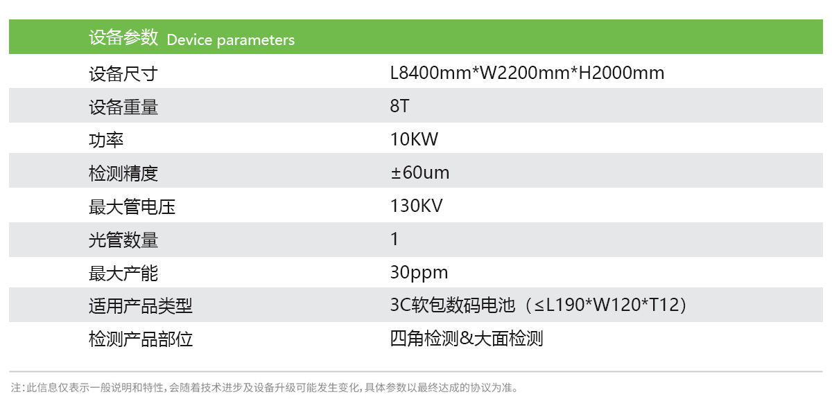 日聯(lián)科技鋰電池檢測設備參數(shù)